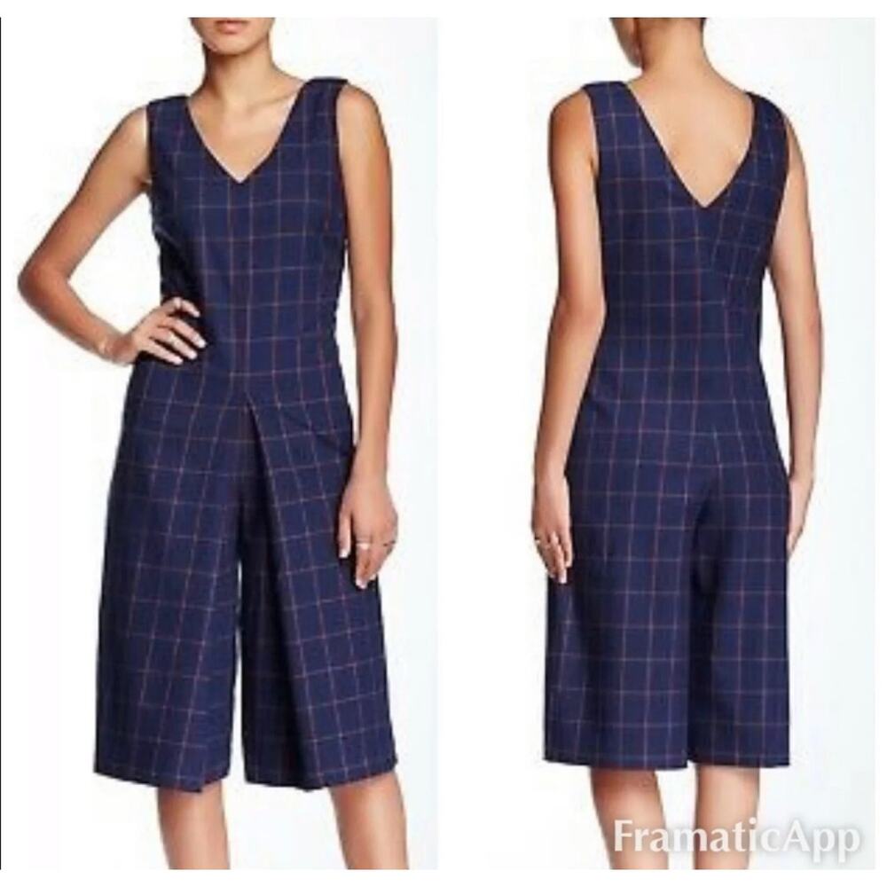 Romeo + Juliet Couture Cropped Windowpane Sleeveless Jumpsuit M